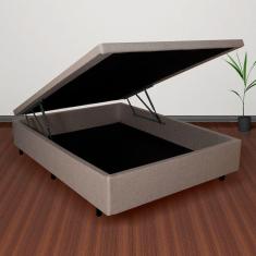 Base Box Baú Viúva em Linho 120x203x42cm Bege