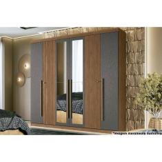 Guarda Roupa Casal 6 Portas E 4 Gavetas C/ Espelho Buriti Jatoba/grafitte - Santos Andirá