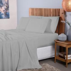 Lençol Avulso King Size 400 Fios C/Elástico 100% Algodão (Cinza)