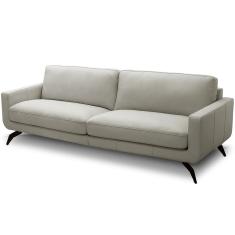 Sofá 3 Lugares Para Sala de Estar Living Industrial 270cm Trento L06 Couro Pérola - Lyam Decor