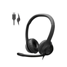 Headset com fio USB-C Logitech H390 com Controles de Áudio Integrado, Microfone flip-to-mute com Redução de Ruído, Almofadas Confortáveis e Design Sustentável. - Preto