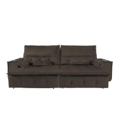 Sofá Fusion 3.00m Elétrico Com Usb E Vibro Massagem - Marrom