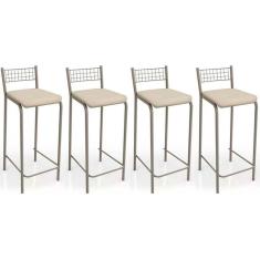 Banqueta Gênova B705 Kit 4 Un Niquel/Nude 16 - Kappesberg