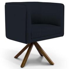 Poltrona Decorativa Base Giratória de Madeira Betina D02 Material Sint