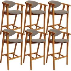 Kit 06 Banquetas Alta Para Cozinha Bancada Bar Sala de Jantar Fixa Cec