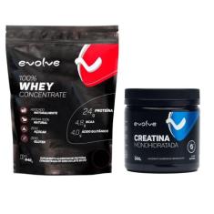 Kit 100% Whey concentrado 840g + 1 Creatina Monohidratada 300g Evolve,