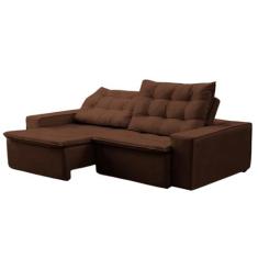 Sofá Retrátil Reclinável Charge 3 Lugares Veludo Marrom 232cm Megasul