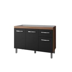 Balcão Para Pia 1,20m Anita Com 2 Portas E 2 Gavetas Savana/preto - Moblis