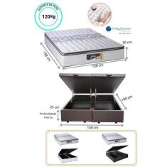 Conjunto Cama Box Baú Casal Queen + Colchão Molas Ensacadas Sankonfort