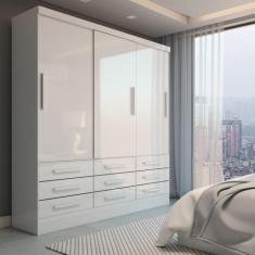 Guarda-Roupa Casal Ferrara 3 Portas 9 Gavetas Branco - Panorama Móveis