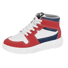 Tênis Molekinho Infantil Meninos, Branco/Vermelho, 34