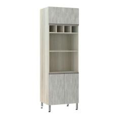 Paneleiro 70 Cm Duplo Nicho Luci Legno Crema Com Concreto