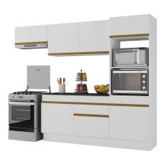 Armário De Cozinha Compacta 4 Peças Com Rodapé Mp2176 Made Multimóveis Branco/dourado Branco/dourado