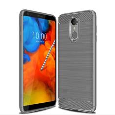 Capa para LG Q8 2018, capa de material de fibra de carbono, macia, antiderrapante, antiimpressões digitais, capa totalmente protetora para LG Q8 2018