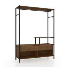Guarda Roupa Closet Industrial 2 Gavetas Tóquio Preto/Demolição 119cm - Pallazio