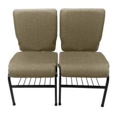 02 Cadeiras para Igrejas c/ Porta Biblía e Porta Cálice Bege