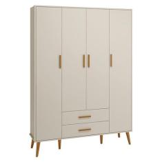 Guarda Roupa Infantil Isis 4 Portas e 2 Gavetas Areia - Reller Móveis,
