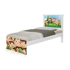 Cama Solteiro Adesivada Safari Macaquinhos Com Colchão