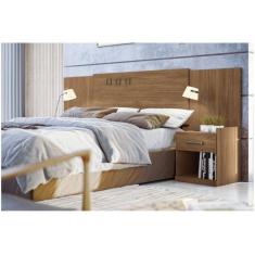 Cabeceira Cama Box Madeirado Cor Jatoba Casal com Gavetas Plus Jatoba 