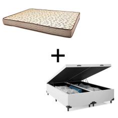 Cama Box Baú Casal 138 Bipartido Tecido Sintético Branco Com Colchão 138 Flórida Bello Box - 100% Espuma - D26 Cinza