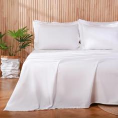 Jogo de Lençol Cama King 4 Peças Percal 400 Fios 100% Algodão Provence (branco)