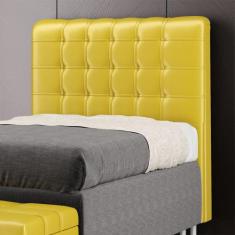 Cabeceira Estofada Dama 90 Para Cama de Solteiro Sued Amarelo Aradecor