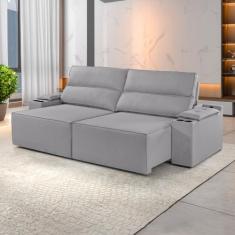 Sofá Retrátil e Reclinável 5 Lugares com Entrada USB e Porta Copos 290