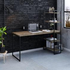Escrivaninha com Estante 4 Prateleiras Estilo Industrial 150cm Active Espresso Móveis Carvalho Dark