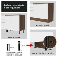 Armário De Cozinha 200Cm Glamy 08 Rustic/Branco