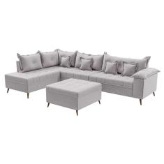 sofá de canto cancun linho cinza