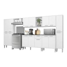 Cozinha Compacta Multimóveis Xangai Blues Fg3155 com Armário e Balcão Branca