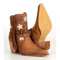 Bota Country Texana Cano Curto Feminina em Couro Capelli