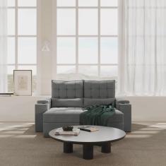 Sofá Retrátil Reclinável com Porta Copos e Usb 3 Lugares 180cm Embaúba Extra CabeCasa