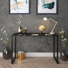 Mesa Escrivaninha Escritório 120X50Cm Porto Espresso Preta - E-Led Bra