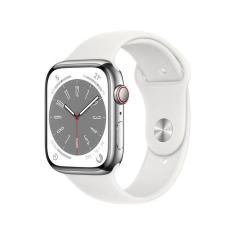 Apple Watch Series 8 41mm GPS + Cellular Caixa Prateada Aço Inoxidável Pulseira Esportiva-Unissex
