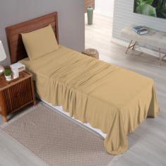 Jogo de Lençol Cama Liso Solteiro 03 Pçs Malha 100% Algodão Macio Elás