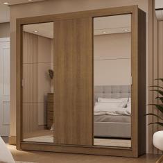Guarda-Roupa Casal 3 Portas de Correr com Espelhos 2 Gavetas Rustic Sublime Madesa