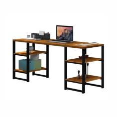 Mesa Escritório com Mini Estante Apolo Preto Canela - CasaH