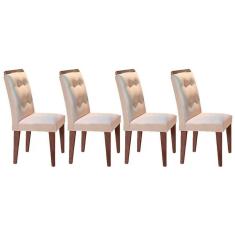 Cadeira Sala De Jantar Imperatriz Madeira Kit 4 Un Capuccino - Veludo Creme - Rufato