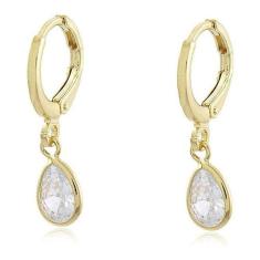 Brinco Argola Com Pedra De Zircônia Pendurada Banhado Ouro18
