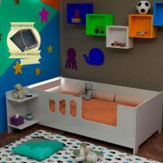 Cama Infantil Livia com Led Usb Prateleiras Divaloto Acompanha Lousa M