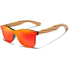 Óculos de Sol Kingseven Retro Hastes de Madeira Lente Plana Estilo Square Nova Moda com Proteção Uv400 Polarizados Z-5504 (C5)