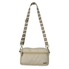 Bolsa Feminina Transversal Couro Legítimo Bege  Coutre Bolsas