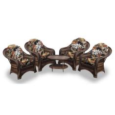 Conjunto de Poltronas Fibra Sintética Roma - 4 Poltronas + 1 Mesa Cent