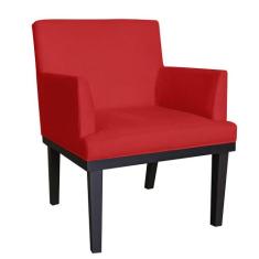 Poltrona Decorativa Vitória Sala e Recepção Com Base de Madeira Suede 