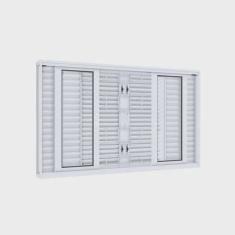 Janela de Aço Veneziana 100x200cm 6 Folhas com Grade Quadrada Facilita Lucasa