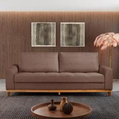 Sofá Cama Retrátil Alegra 3 Lugares 224cm Linho - Estofart