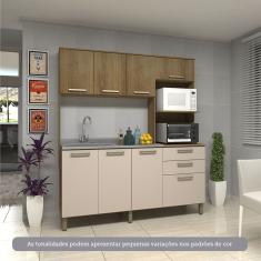 Cozinha Compacta 8 Portas E 2 Gavetas Luciane Móveis Carvalho Avelã Cinnamon