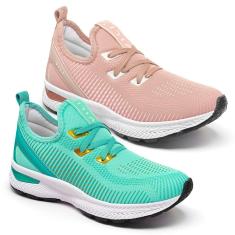 Kit 2 Pares Tênis Feminino Casual Vili Academia Caminhada-Feminino
