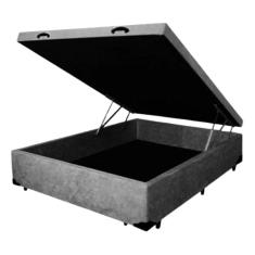 Cama Box Baú Casal Padrão - Reforçada / Blindada Suede Cinza